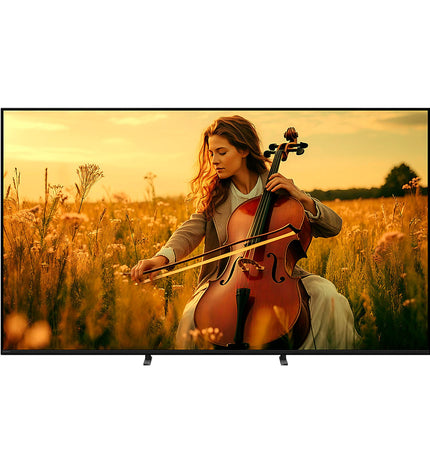 Sony K98XR55BP smart TV showing a vibrant screen with a scenic nature image, sleek black design, and slim bezels.