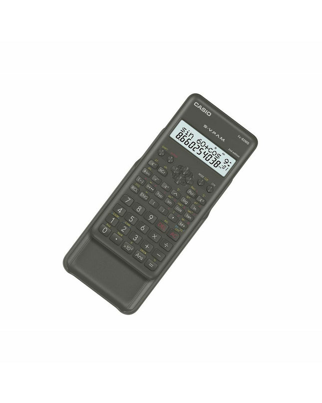 Casio FX-82 MS2 scientific calculator in dark gray plastic, ideal for office and school use, featuring multiple scientific functions.