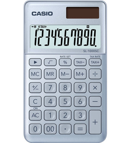 Casio SL-1000SC black metal calculator with keypad and display, suitable for office and stationery use