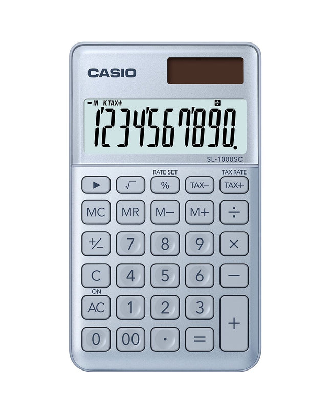 Casio SL-1000SC black metal calculator with keypad and display, suitable for office and stationery use