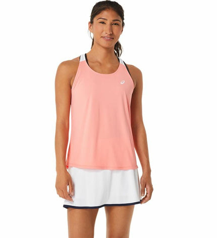 Asics women's tennis tank top in light athletic fabric, designed for sport and outdoor tennis activities.