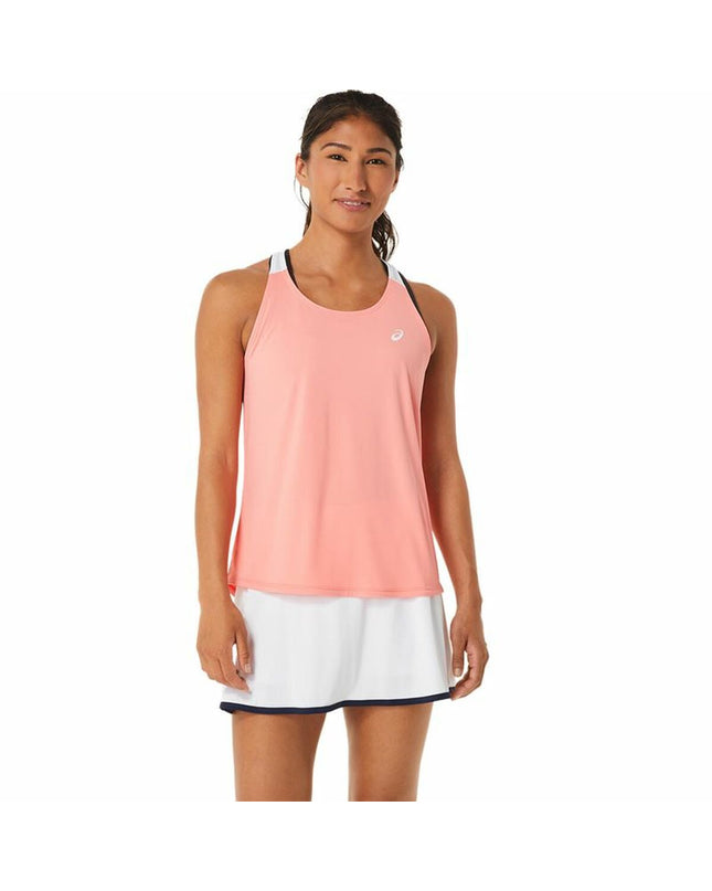 Asics women's tennis tank top in light athletic fabric, designed for sport and outdoor tennis activities.