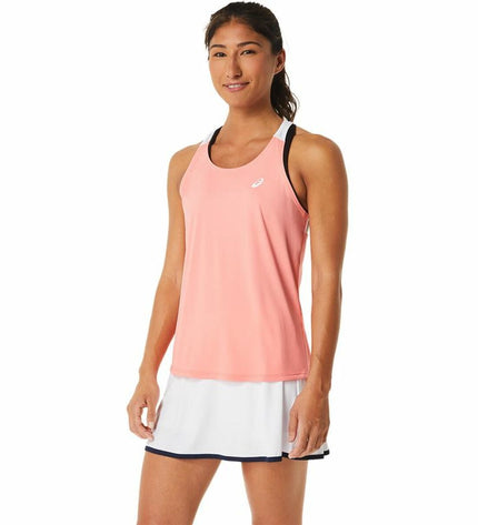 Asics women's tennis tank top in sporty design, ideal for outdoor tennis and sports activities, with breathable fabric.