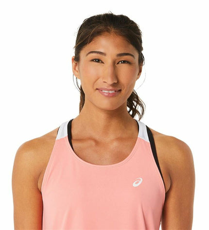 Asics women's tennis tank top in lightweight fabric, designed for active outdoor tennis play, with a sleek athletic fit.