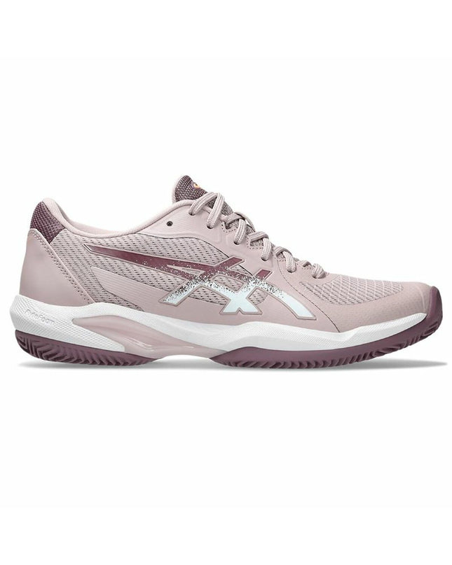 Asics Solution Swift FF 2 Clay women's tennis shoes in pink, designed for outdoor tennis and sports performance.