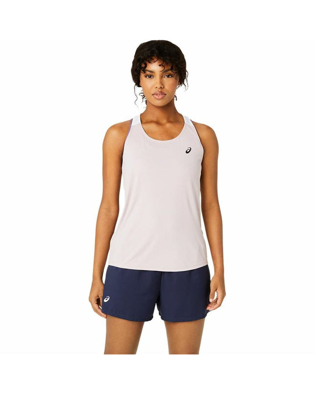 Pink Asics Court Tank top for women, lightweight tennis tank top with sporty design, suitable for sport and outdoor tennis.