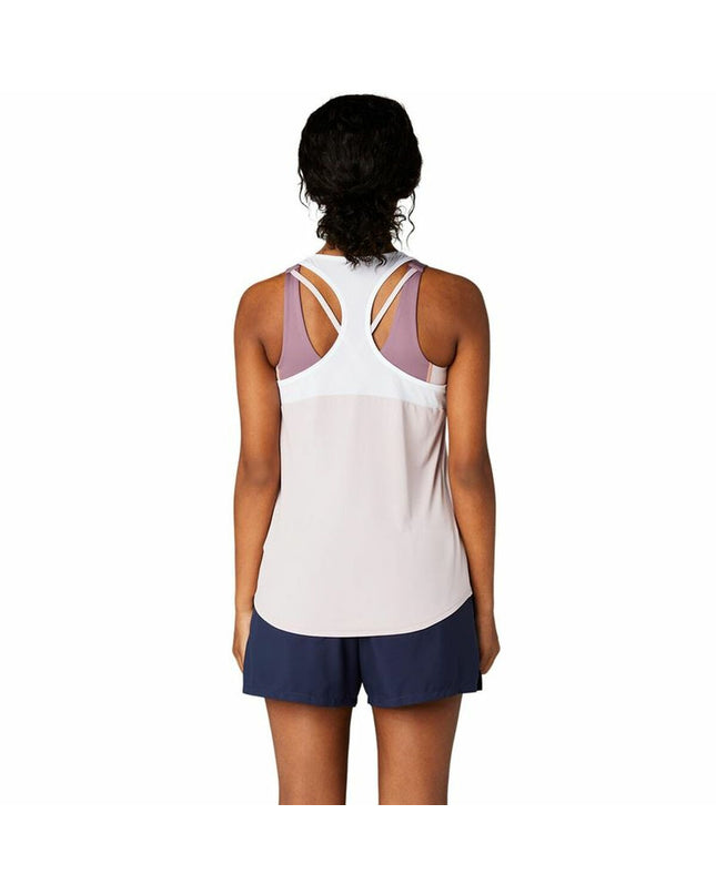 Pink Asics Court Tank top for women, tennis tank top with athletic design, suitable for sport and outdoor tennis activities.