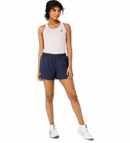 Pink Asics Court Tank Top for women, tennis sportwear with sleeveless design, suitable for outdoor tennis activities.