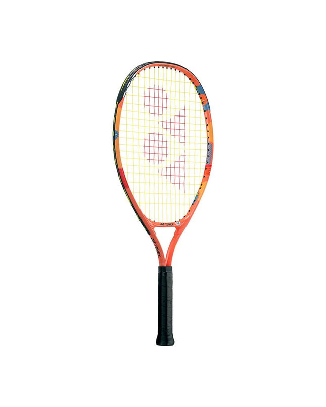 Yonex Junior 23 orange tennis racket for kids, with a lightweight frame ideal for young players in sport and outdoor tennis activities.