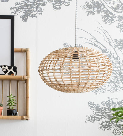 Pumpkin pendant lamp natural rattan