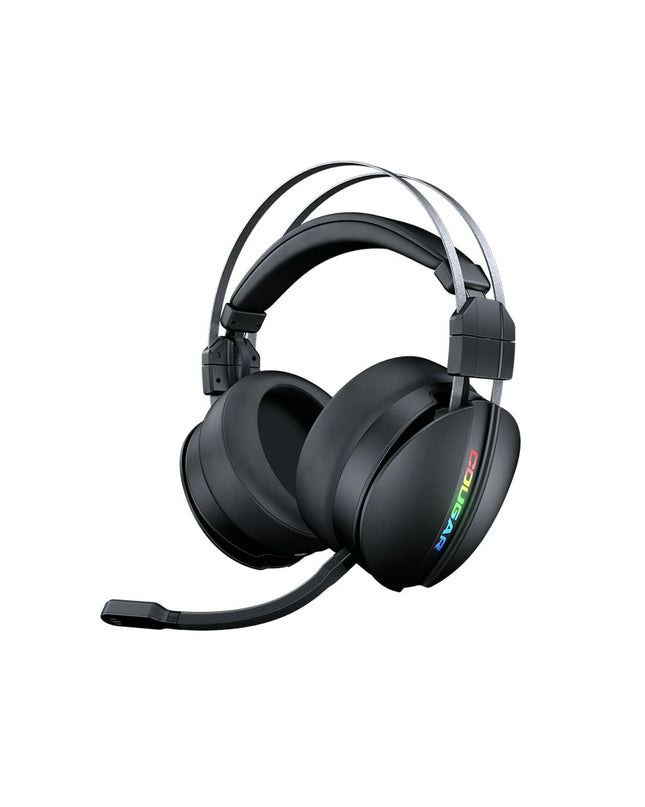 Cougar Omnes Essential gaming headset with microphone, black over-ear headphones for consoles, plug and play electronic gaming gear.