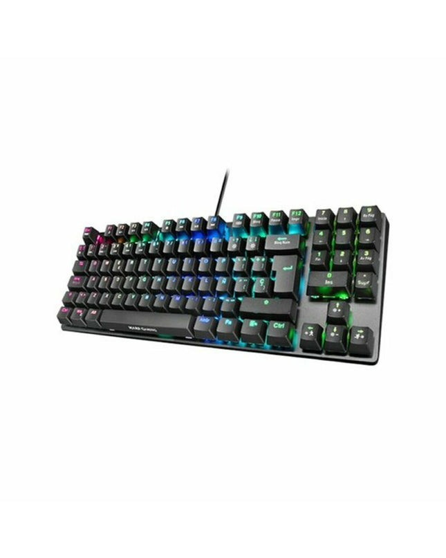 Mars Gaming MKREVO PRO LED RGB gaming keyboard with colorful backlit keys, designed for electronic gaming and plug & play consoles.