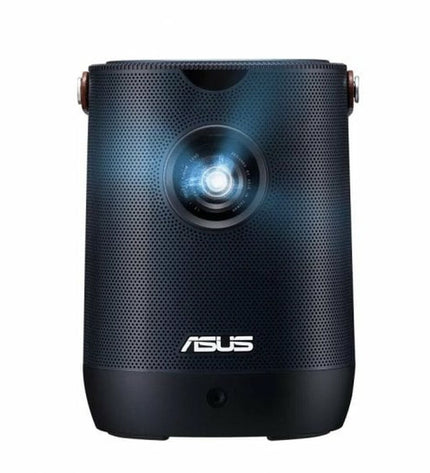 Asus L2 Full HD projector displaying a bright image on a wall, 400 lumens, 1920x1080 resolution, electronic TV and home cinema device.