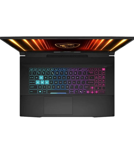 MSI 9S7-17L791-032 laptop showing keyboard and screen with MSI branding, sleek design, and modern computing features.