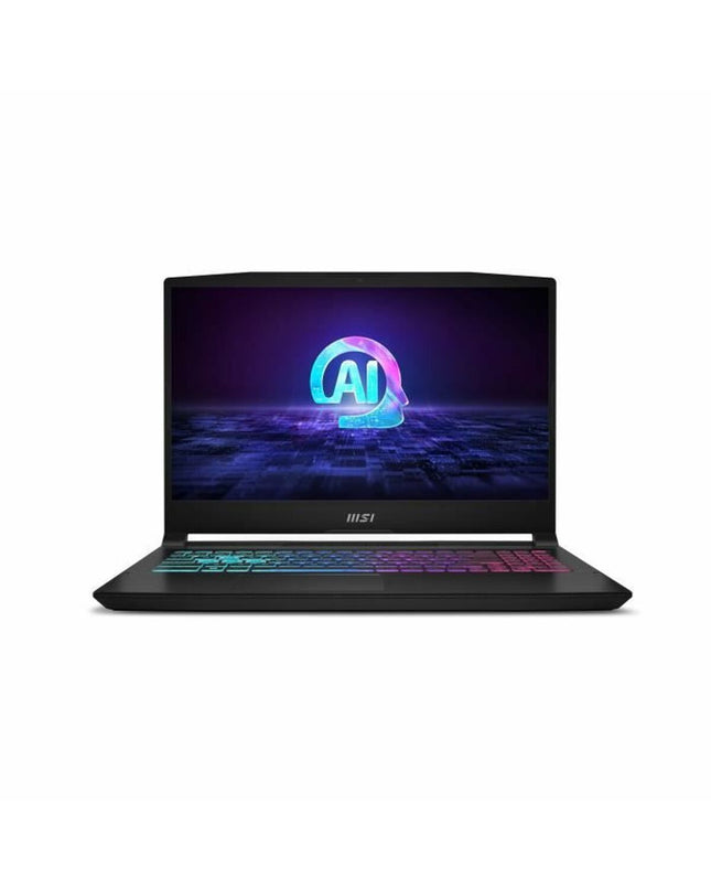 MSI HXB14WFK-209XFR 15.6-inch laptop with 16GB RAM and 512GB SSD, showing the device's sleek design and keyboard.