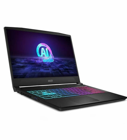 MSI HXB14WFK-209XFR 15.6-inch laptop with 16 GB RAM and 512 GB SSD, showing the sleek design and keyboard.