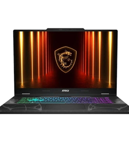 MSI 17.3-inch laptop with 32GB RAM, 1TB SSD, NVIDIA GeForce RTX 5070 graphics, shown from a side angle.