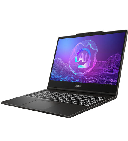 MSI Laptop 9S7-15Q321-449 with calculator application open on screen, showing a digital calculator interface.