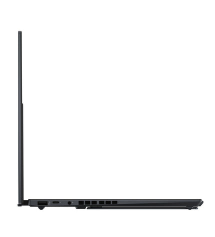 Asus 14-inch laptop with 32GB RAM and 1TB SSD, showing QWERTY Spanish keyboard and sleek design.