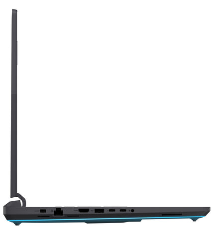 Asus 18-inch gaming laptop with Intel Core i9, 32GB RAM, 1TB SSD, and RTX 5080 graphics, shown from a side angle.