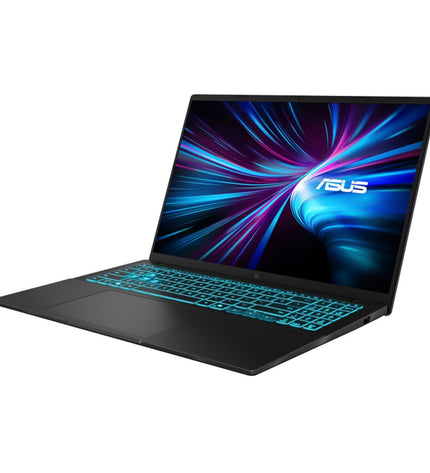 Asus 16-inch laptop with 16GB RAM, 512GB SSD, Nvidia GeForce RTX 4050 graphics, featuring a sleek design and keyboard.