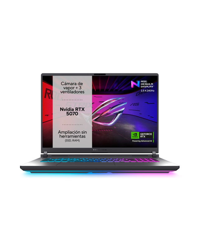 Asus ROG Strix G18 gaming laptop with 17-inch display, Intel Core i9, 32GB RAM, 1TB SSD, Nvidia RTX 5070, QWERTY Spanish keyboard