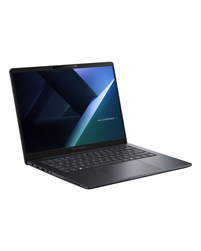Asus 14-inch laptop with octa-core processor, 16GB RAM and 512GB SSD, shown open with keyboard and screen visible.