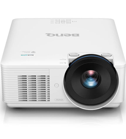 BenQ LU785 full HD projector displaying bright, sharp images in a home theater setting with a 6000 lumens brightness.