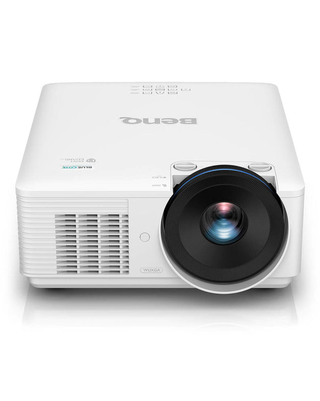 BenQ LU785 full HD projector displaying bright, sharp images in a home theater setting with a 6000 lumens brightness.