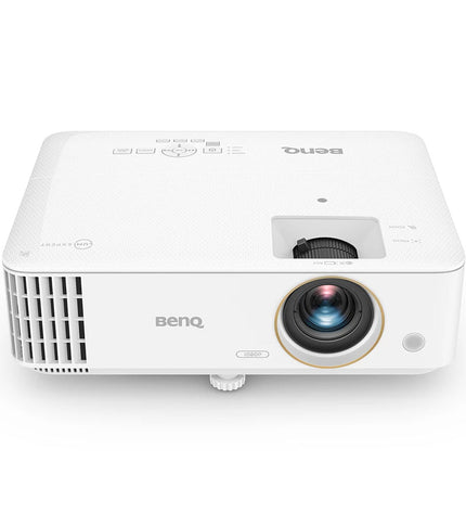 BenQ TH685P Full HD projector displaying a vibrant home theater scene with clear image quality.