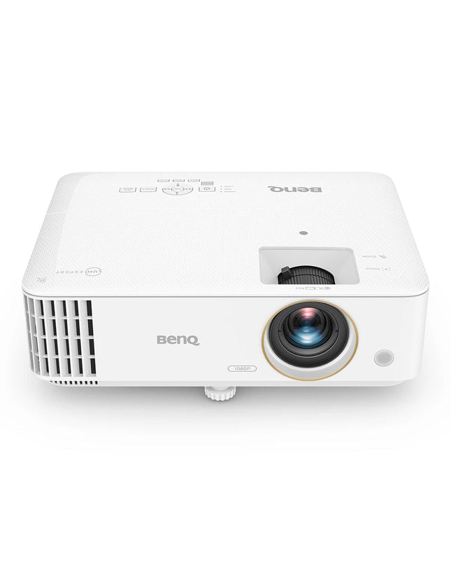 BenQ TH685P Full HD projector displaying a vibrant home theater scene with clear image quality.