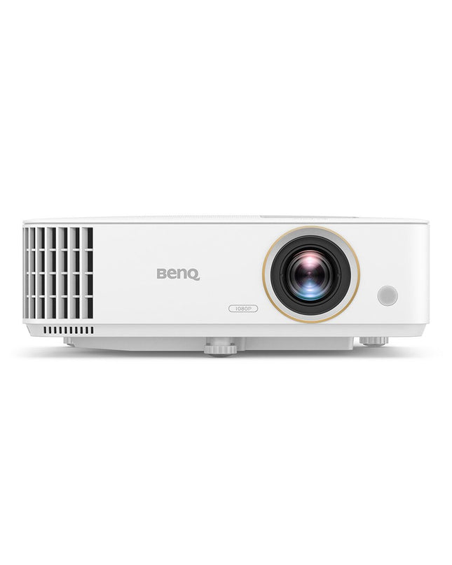 BenQ TH685P Full HD projector displaying a vibrant home theater image with clear 1920x1080 resolution in a dark room setting.