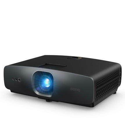 BenQ projector with Full HD 3840 x 2160 resolution, electronic TV and home theater device, image showing the projector's front view