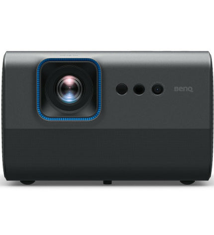 BenQ 9H.JT177.59E Full HD projector for home cinema and electronics, showing a sleek black device with lens and controls.