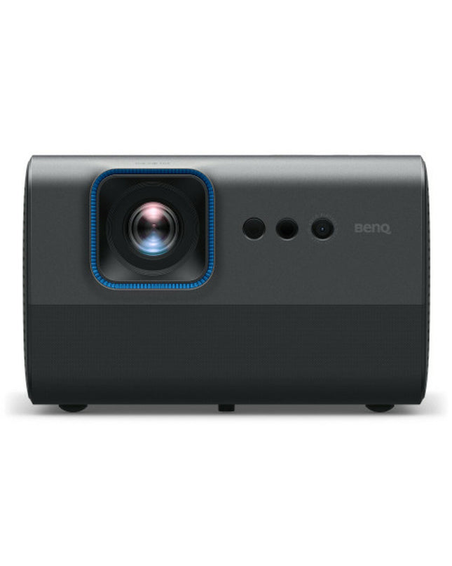 BenQ 9H.JT177.59E Full HD projector for home cinema and electronics, showing a sleek black device with lens and controls.