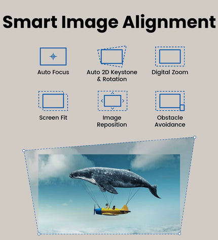 BenQ Full HD projector for home theater and electronics setup, showing the projector with lens and control buttons.