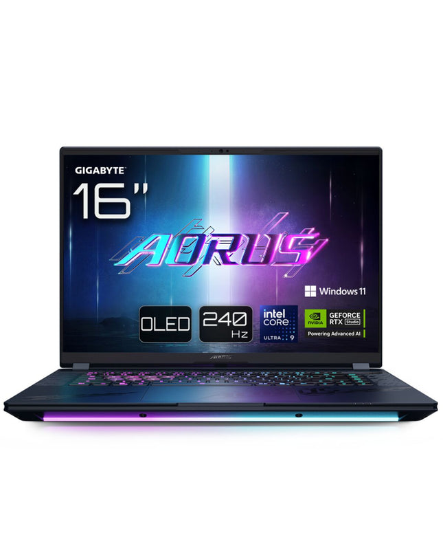 Gigabyte AORUS MASTER 16" gaming laptop with Intel Core i9-275HX, 32GB RAM, 1TB SSD, NVIDIA GeForce RTX 5090 graphics.
