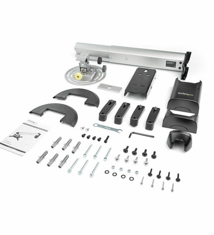 Startech telescopic wall mount support for projector, electronic TV and home cinema setup, shown installed on a wall.