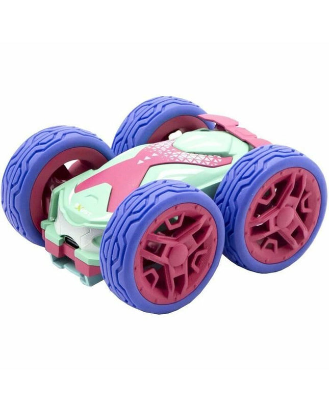Pink Exost remote control police car toy with mini flip feature, designed for children in the vehicles and toys category.