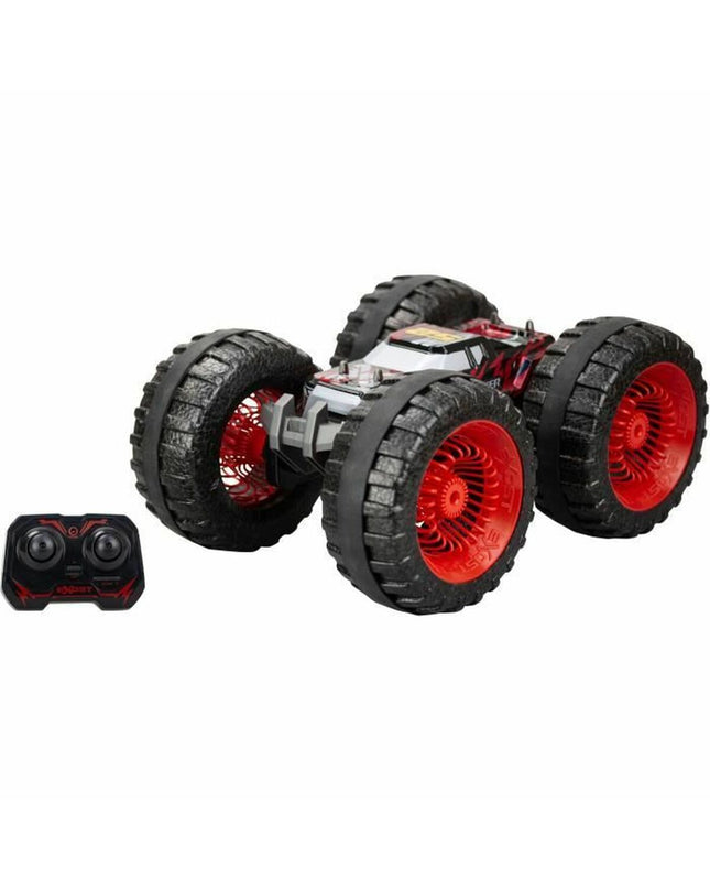 Red Exost Land Buster remote-controlled police vehicle toy on a white background, designed for children to play with and control.