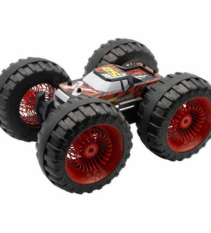 Red Exost Land Buster police car remote control toy with detailed design, suitable for children, in a playful vehicle image.