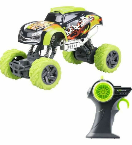 Remote control police car toy by Exost, 4x4 crawler vehicle, 1:24 scale with detailed police design and rugged off-road tires.
