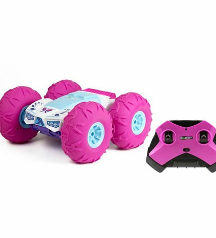 Exost remote control police car in white and pink, toy vehicle for children, detailed with police markings and accessible remote control