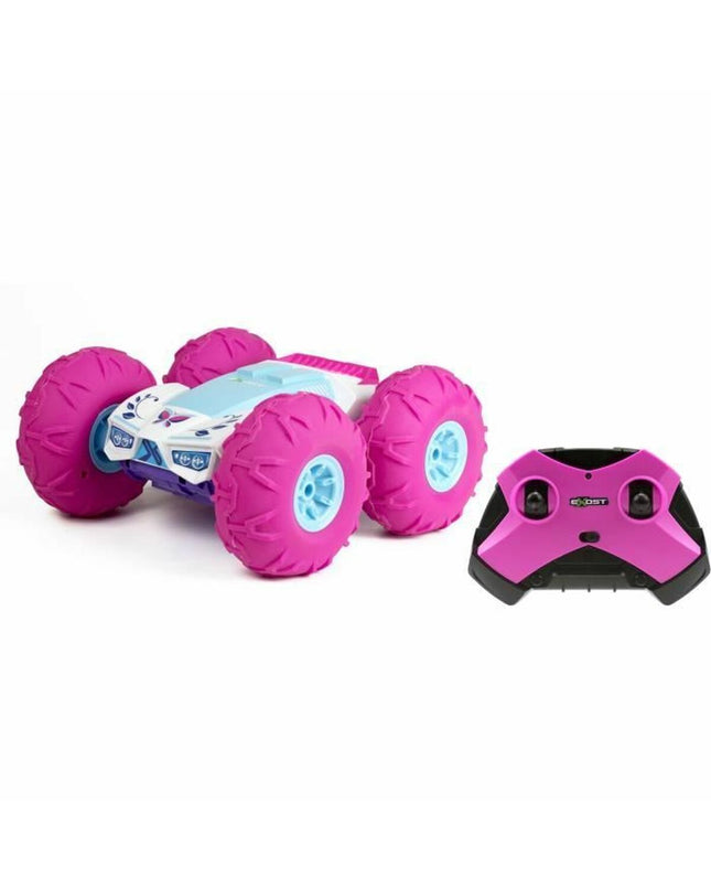 Exost remote control police car in white and pink, toy vehicle for children, detailed with police markings and accessible remote control