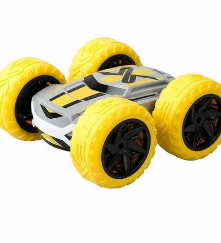 Yellow remote-controlled police car toy by Exost, designed for children, with detailed police vehicle features.