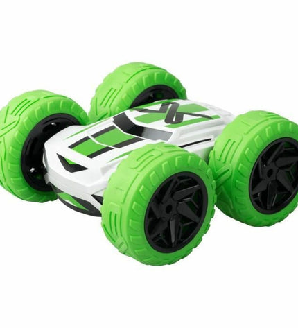 Green and yellow remote-controlled police car toy from Exost, featuring detailed design and realistic police vehicle features.