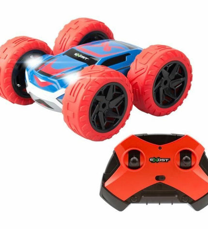 Gray and red Exost police car remote control toy, detailed vehicle suitable for children, part of the Exost vehicle collection.