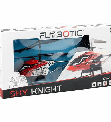 Red Flybotic remote control police car toy for children, featuring realistic police vehicle details and bright red color.