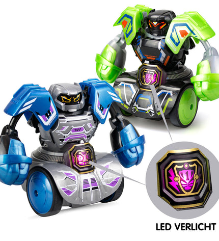 Silverlit robot toy, silver-colored electronic robot with movable arms and detailed features, designed for imaginative play.