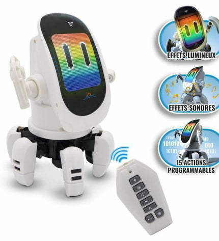 Silverlit robot toy in silver color, electronic toy with detailed features, designed for interactive play.